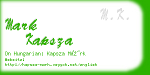 mark kapsza business card